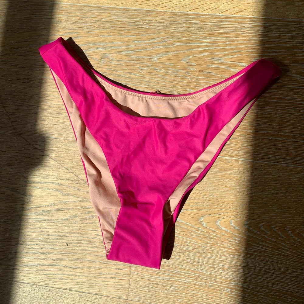 Bright pink high rise bikini bottoms